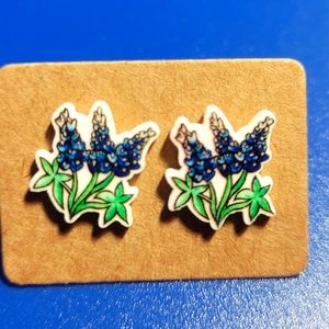 Bluebonnet Texas Acrylic Stud Earrings